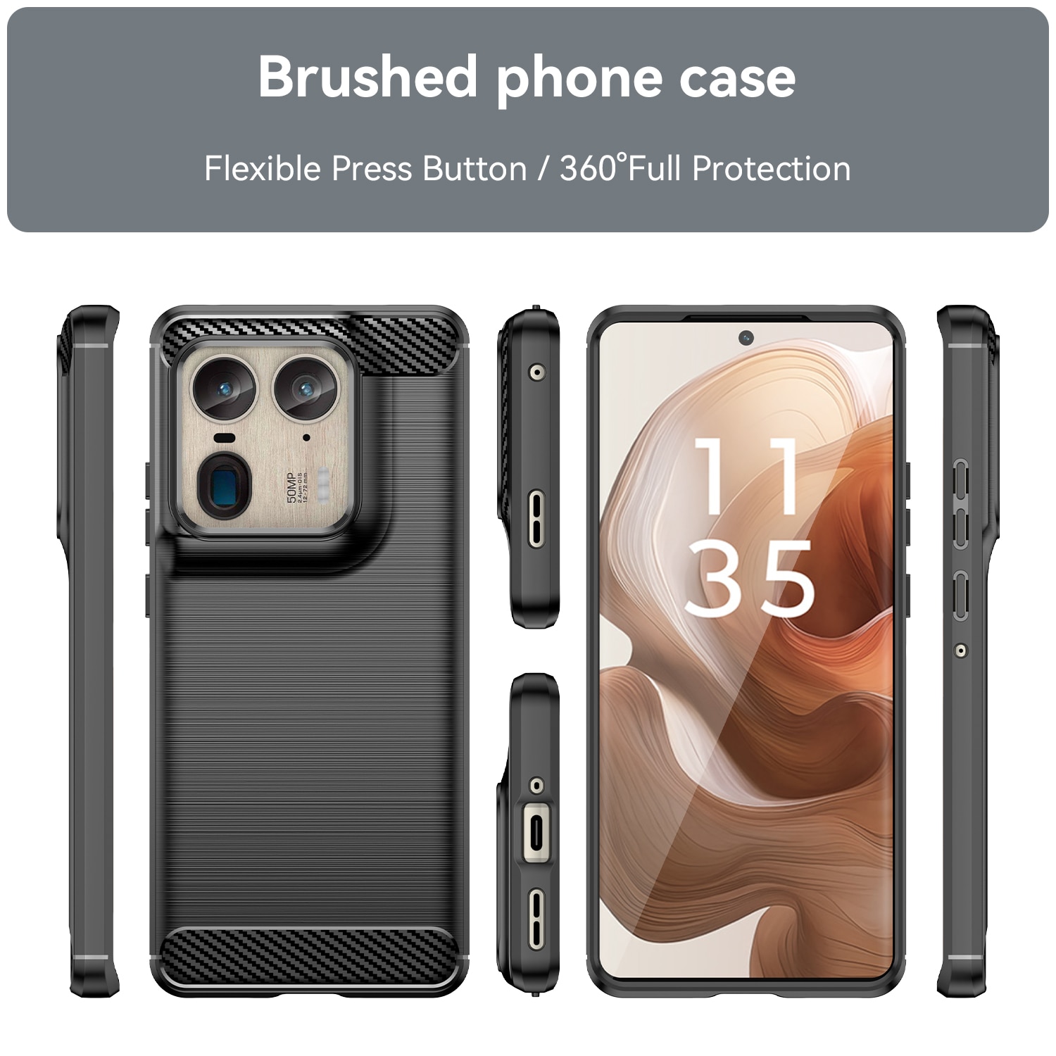 Husa telefon, pentru Motorola Edge 50 Ultra 5G De inalta calitate subtire si usoara periata confortabila TPU Soft Feel, Carbon Fiber Negru