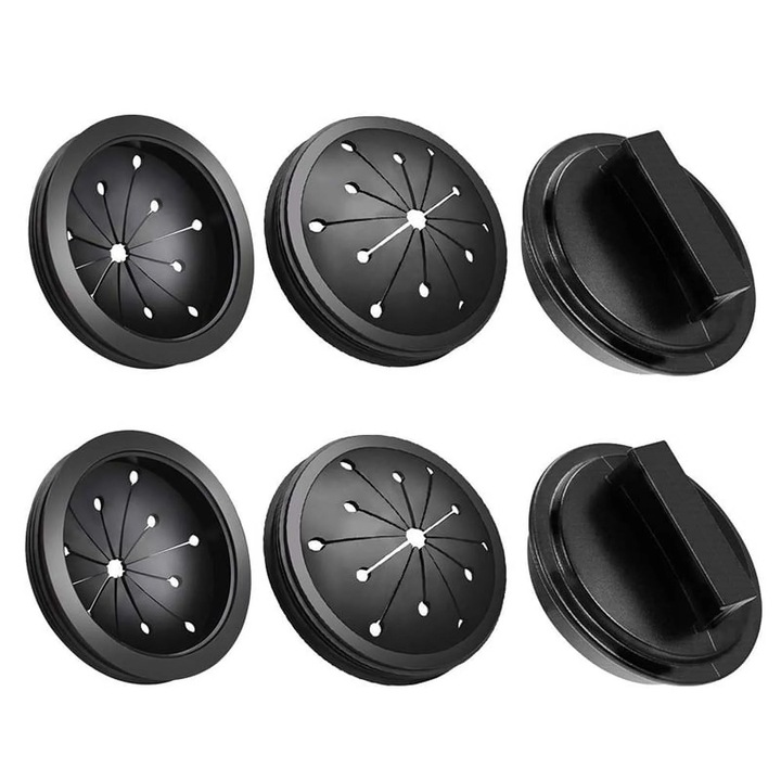 Комплект аксесоари за мивка, 4 пръстена за пръскане, 2 легена, черен