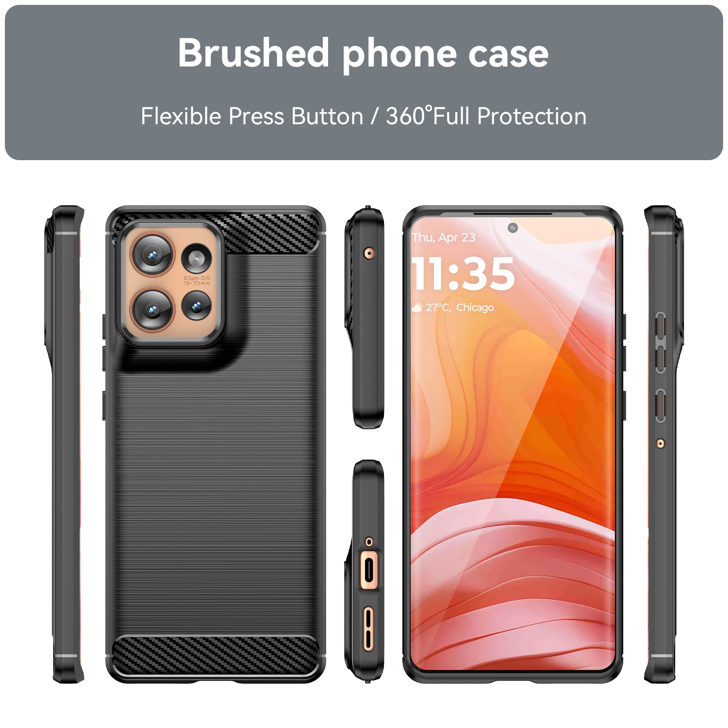 Husa telefon, pentru Motorola Edge 50 5G De inalta calitate subtire si usoara periata confortabila TPU Soft Feel, Carbon Fiber Negru