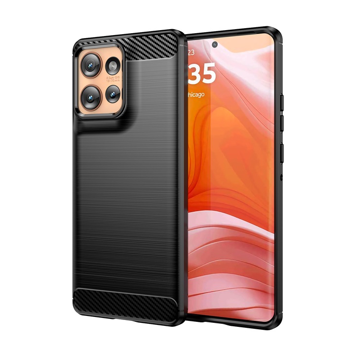 Husa telefon, pentru Motorola Edge 50 5G De inalta calitate subtire si usoara periata confortabila TPU Soft Feel, Carbon Fiber Negru