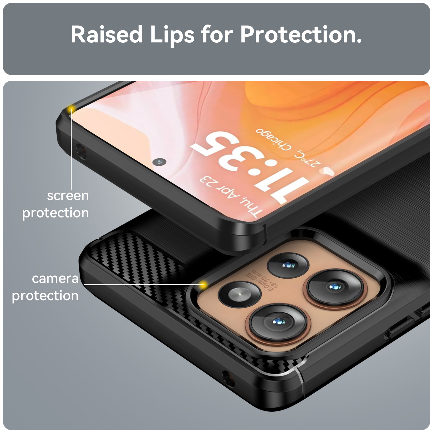 Husa telefon, pentru Motorola Edge 50 5G De inalta calitate subtire si usoara periata confortabila TPU Soft Feel, Carbon Fiber Negru
