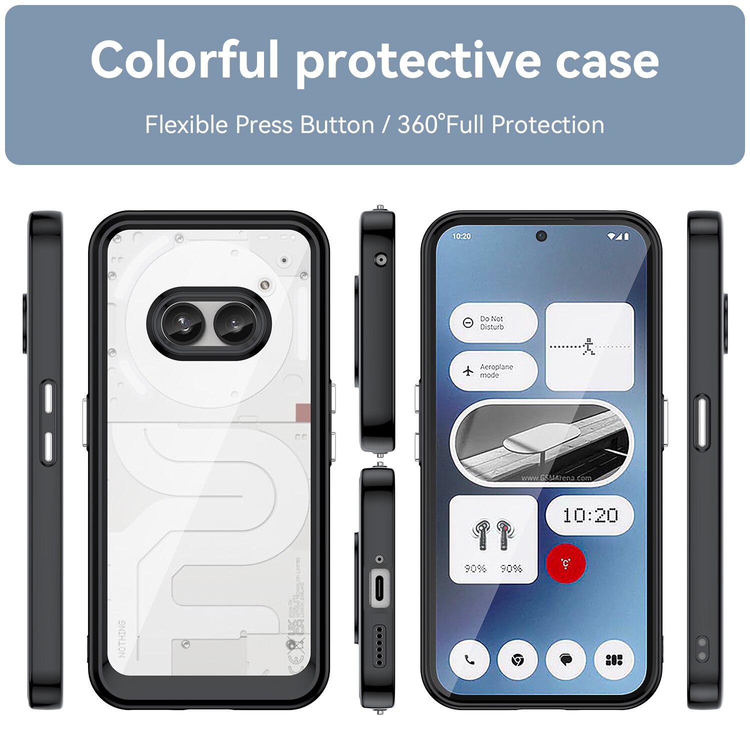 Husa telefon, pentru Nothing Phone 2a 5G De inalta calitate Hard Backplane Soft Border Pure si Luminos Simtire confortabila, Negru transparent