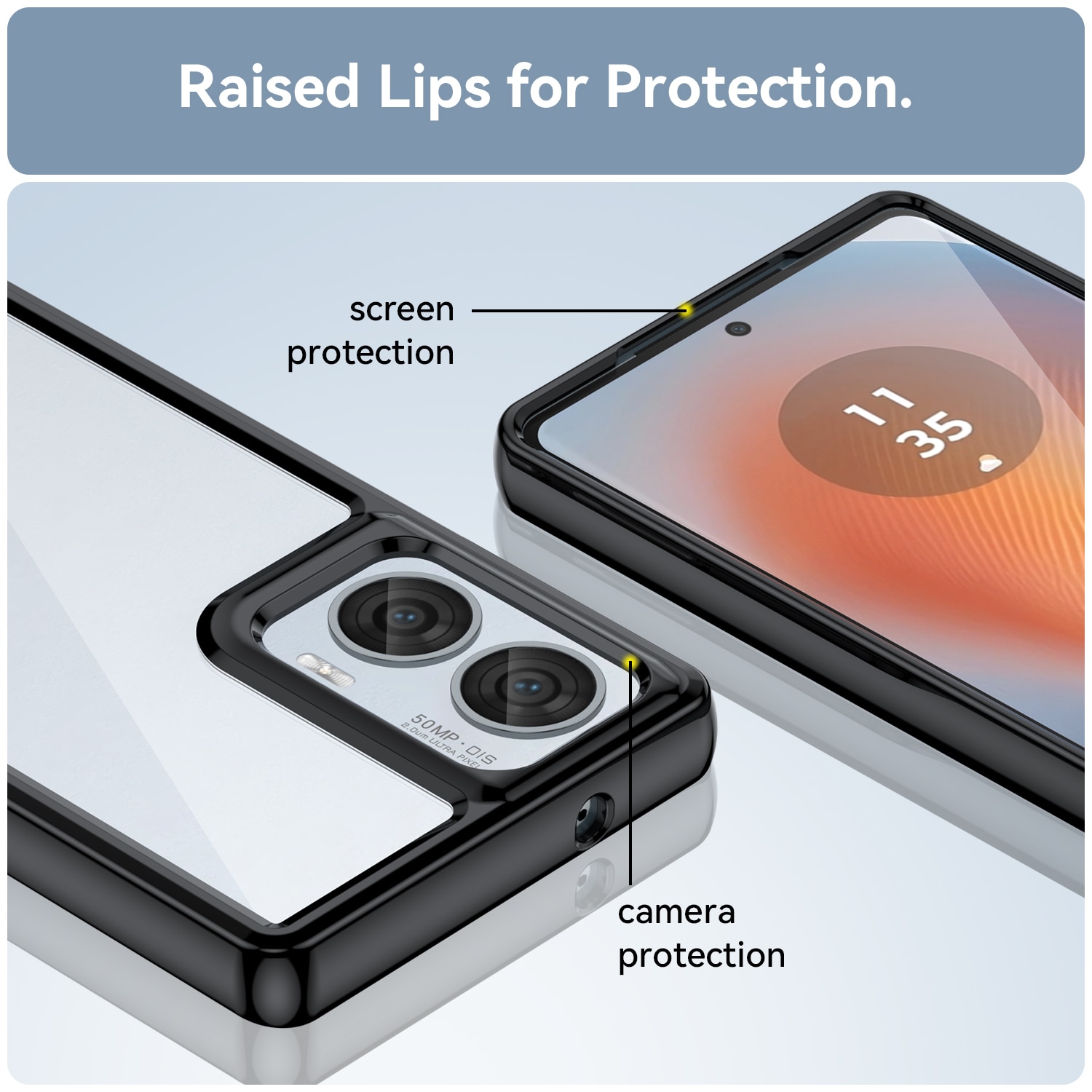 Husa telefon, pentru Motorola Edge 50 Fusion De inalta calitate Hard Backplane Soft Border Pure si Luminos Simtire confortabila, Negru transparent