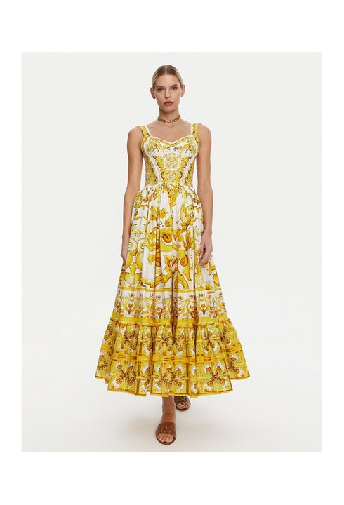 Дамска рокля, Dolce & Gabbana, 305315434, Памучен цвят, Жълт, Жълт