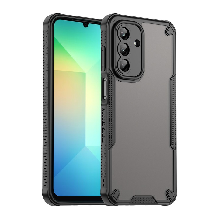 Telefontok, Samsung Galaxy A26 5G készülékhez, szálcsiszolt, kényelmes, olaj, vízálló TPU+PC páncélzattal, puha, félig áttetsző, matt tapintású, fekete | Átlátszó