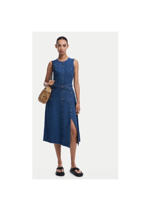 Rochie dama, Desigual, 304478284, Bumbac, Albastru, Albastru, XS