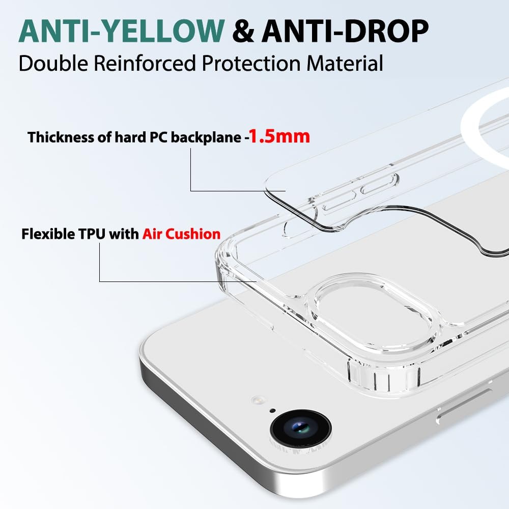 Husa telefon, pentru iPhone 16e Anti-ingalbenire si anti-zgarietura， Alb transparent