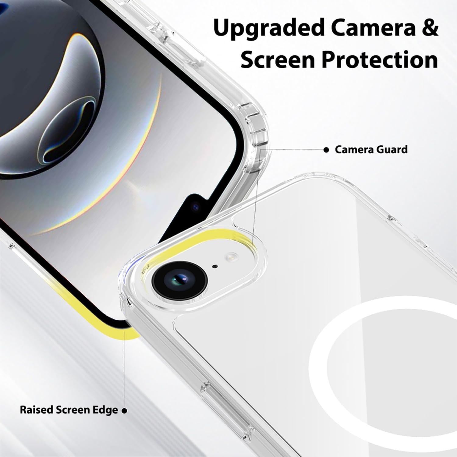 Husa telefon, pentru iPhone 16e Anti-ingalbenire si anti-zgarietura， Alb transparent