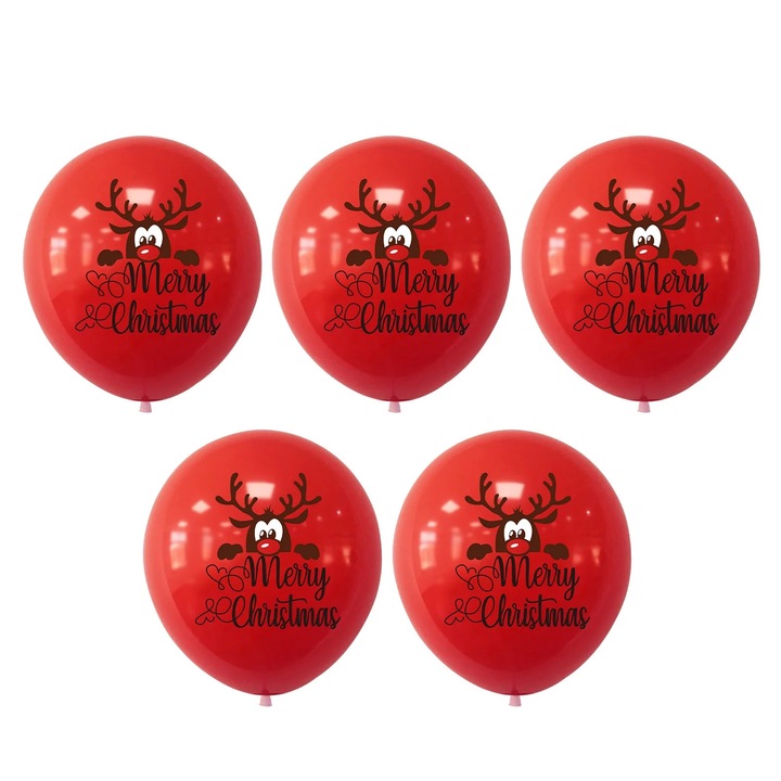 Baloane latex Craciun 5 buc 12 inch imprimeu Mos Craciun multicolor
