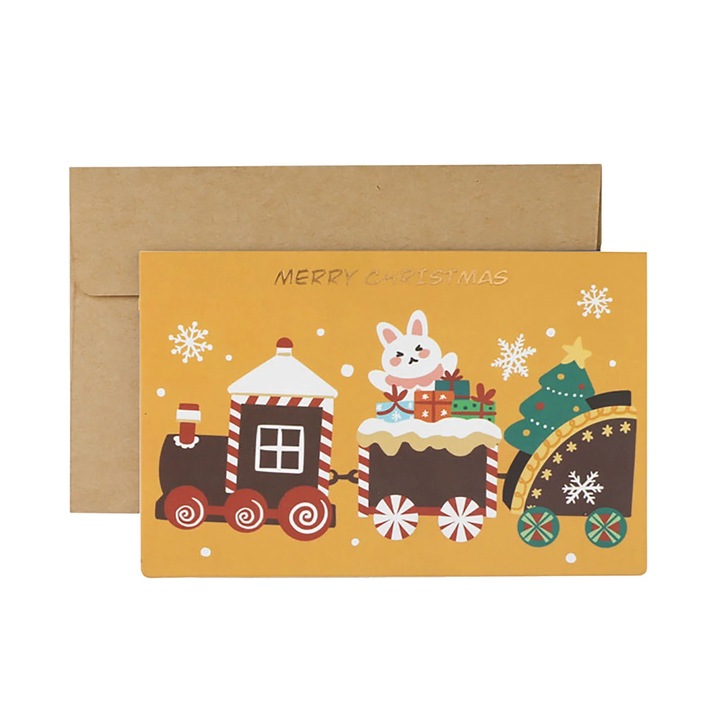 Felicitare Craciun YANYXR iepuras desen animat 12.8x8.5cm set 1 buc