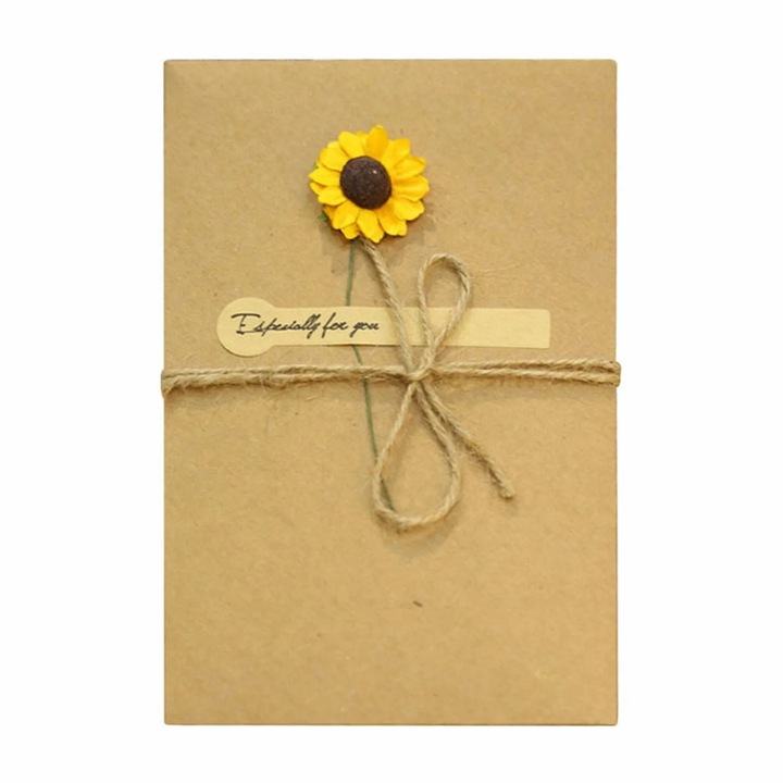Set felicitari cu flori uscate YANYXR, 11x17.5cm, multicolor