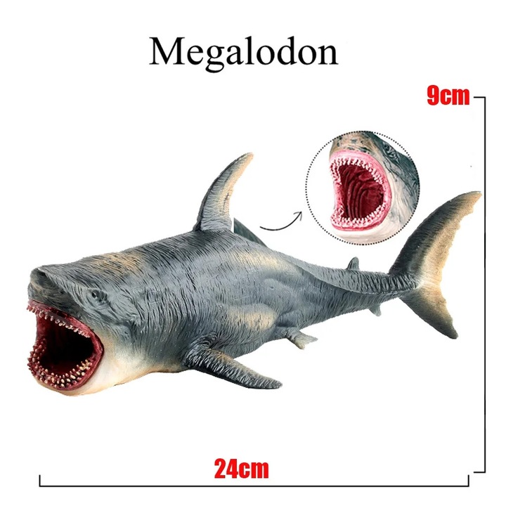 Фигурка Megalodon, праисторически модел на акула, PVC материал, образователна играчка за деца