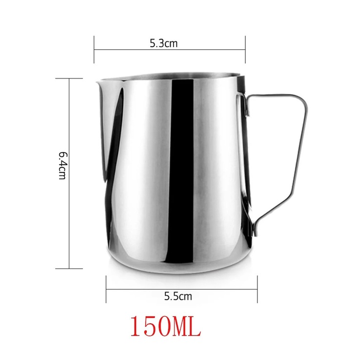 Cana pentru spumare lapte, otel inoxidabil, 150ml, argintiu, 10x15cm