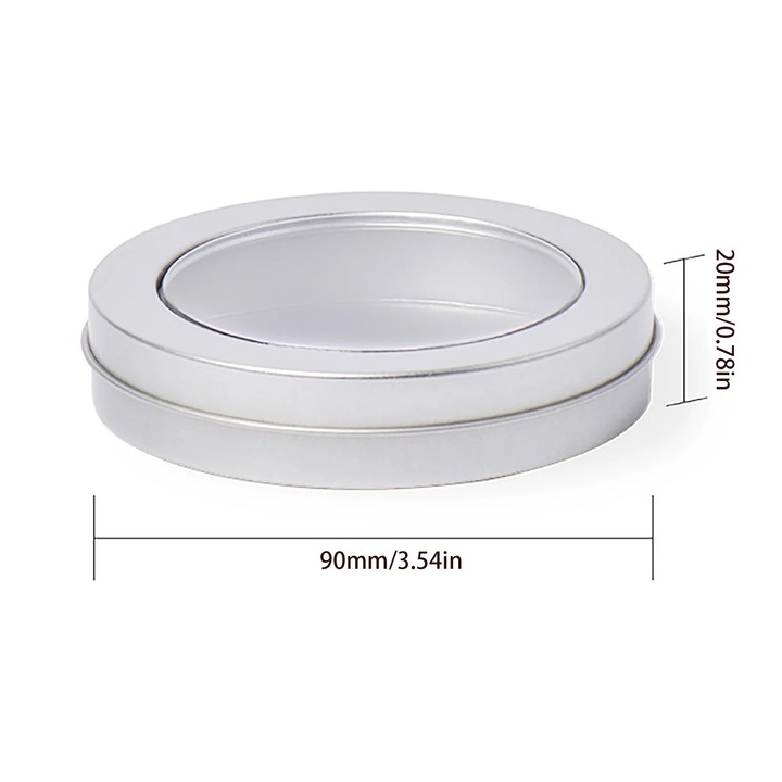 Cutii metalice rotunde YANYXR, capac filetat, argintiu, 1 dimensiune