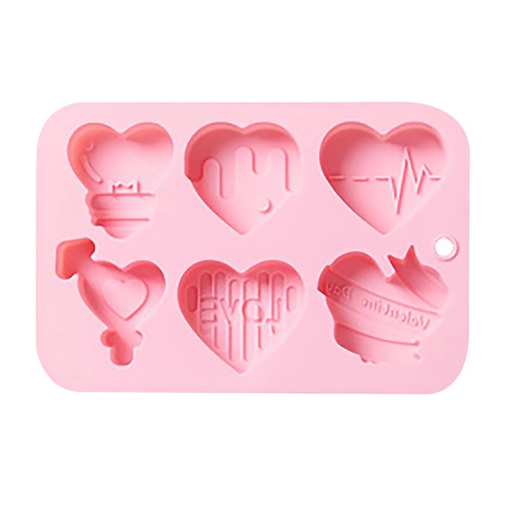 Forma silicon inima pentru prajituri si ciocolata, roz, 18.7x12.6x2 cm