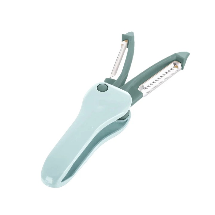 Curatator fructe si legume YANYXR, cutit si razatoare, albastru, 5cm
