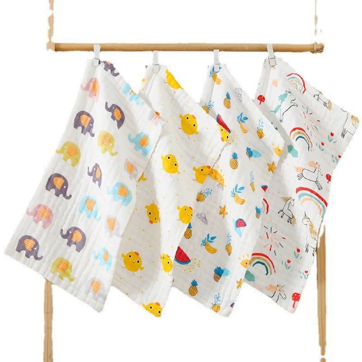 Set 4 Prosop bebe din bumbac，Stnqtsrv, Bumbac pur, 50x25cm, Super absorbant, Design carlig, Moale si prietenos，Prosop de absorbtie super moale pentru nou nascuti si bebelusi