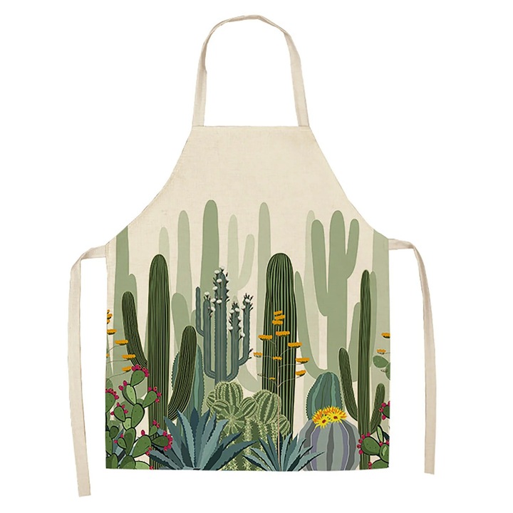 Sort de bucatarie YANYXR, imprimeu cactus verde, impermeabil, marimi multiple