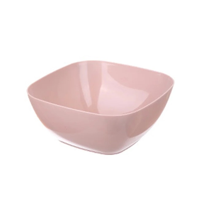 Bol plastic patrat YANYXR, 14x9x6.5cm, roz, pentru fructe si gustari