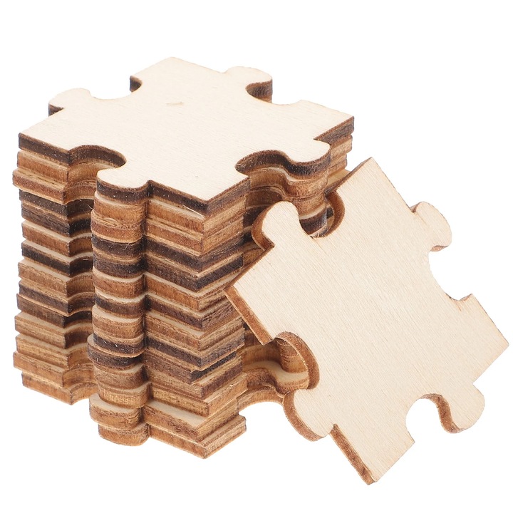 YANYXR 100 darabos befejezetlen fa puzzle készlet, 3.5x3.5x0.15cm, fehér