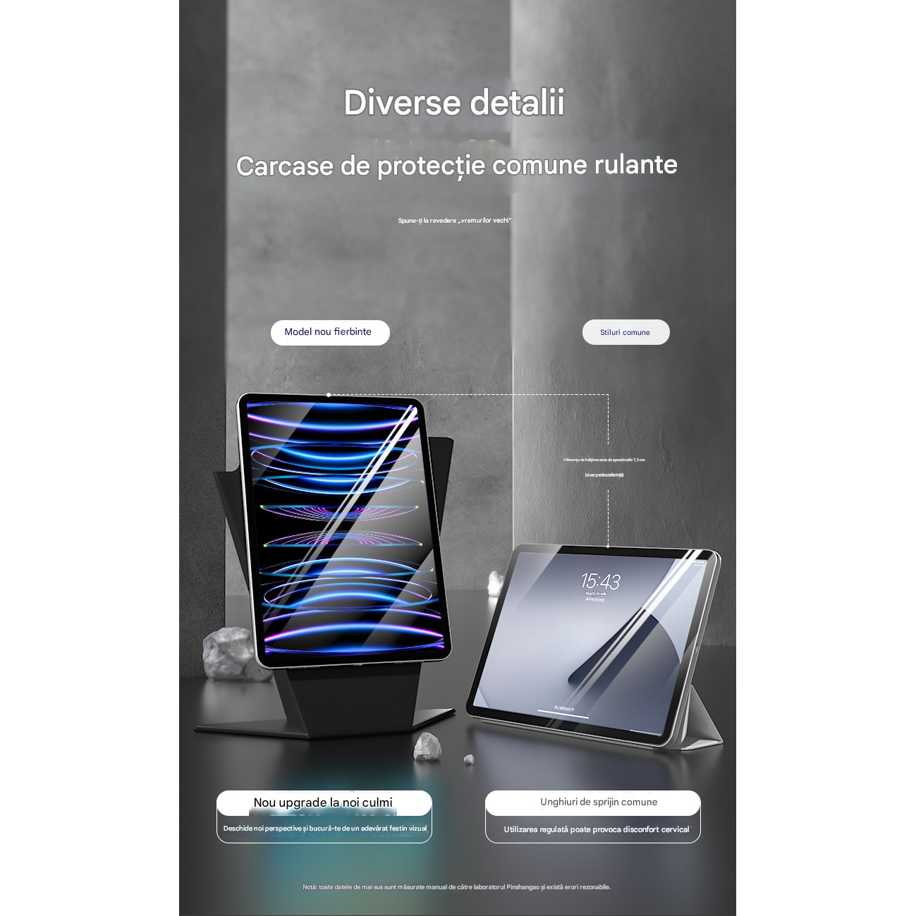 Husa tableta, suport integrat, rotire 360°, gri deschis, pentru iPad Air 6gen 11" (2024), Clip magnetic cu doua fete, Pliabil in Y, multifunctional, Unghi rotativ