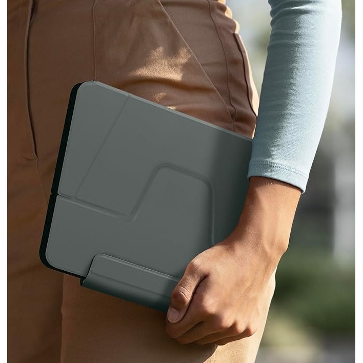 Husa tableta, suport integrat, rotire 360°, gri deschis, pentru iPad Air 6gen 11" (2024), Clip magnetic cu doua fete, Pliabil in Y, multifunctional, Unghi rotativ