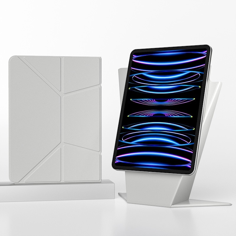 Husa tableta, suport integrat, rotire 360°, gri deschis, pentru iPad Air 6gen 11" (2024), Clip magnetic cu doua fete, Pliabil in Y, multifunctional, Unghi rotativ