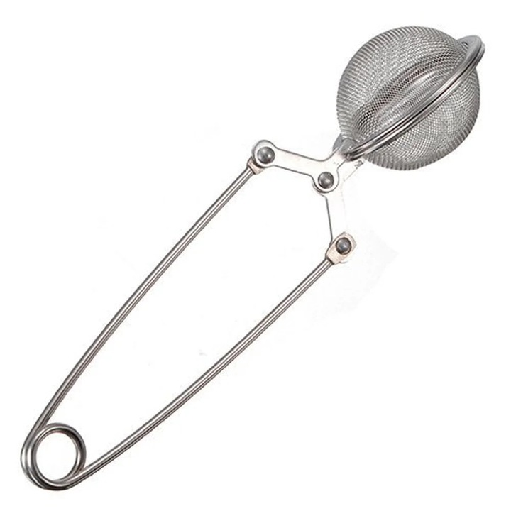 Infuzor pentru ceai ZYBLSSBB, tip lingura din otel inoxidabil, bila din plasa 4,5 cm, lungime 15 cm, inox