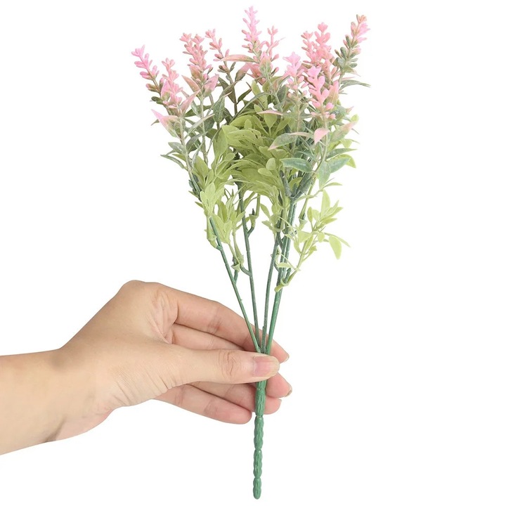 YANYXR rózsaszín műlavanda virágcsokor 30cm 15 szál