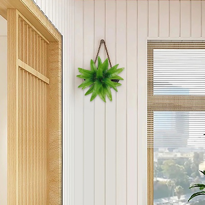 Feriga artificiala, 18 ramuri, verde, 19.9x2.88cm, decor exterior interior