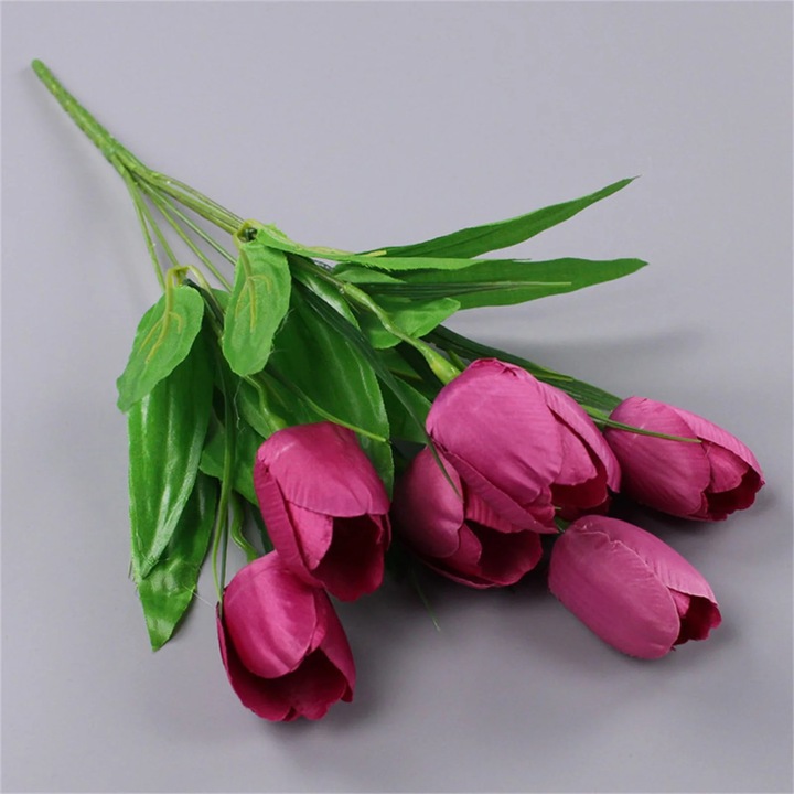 Buchet 7 flori artificiale matase, multicolor, 37x8x3cm