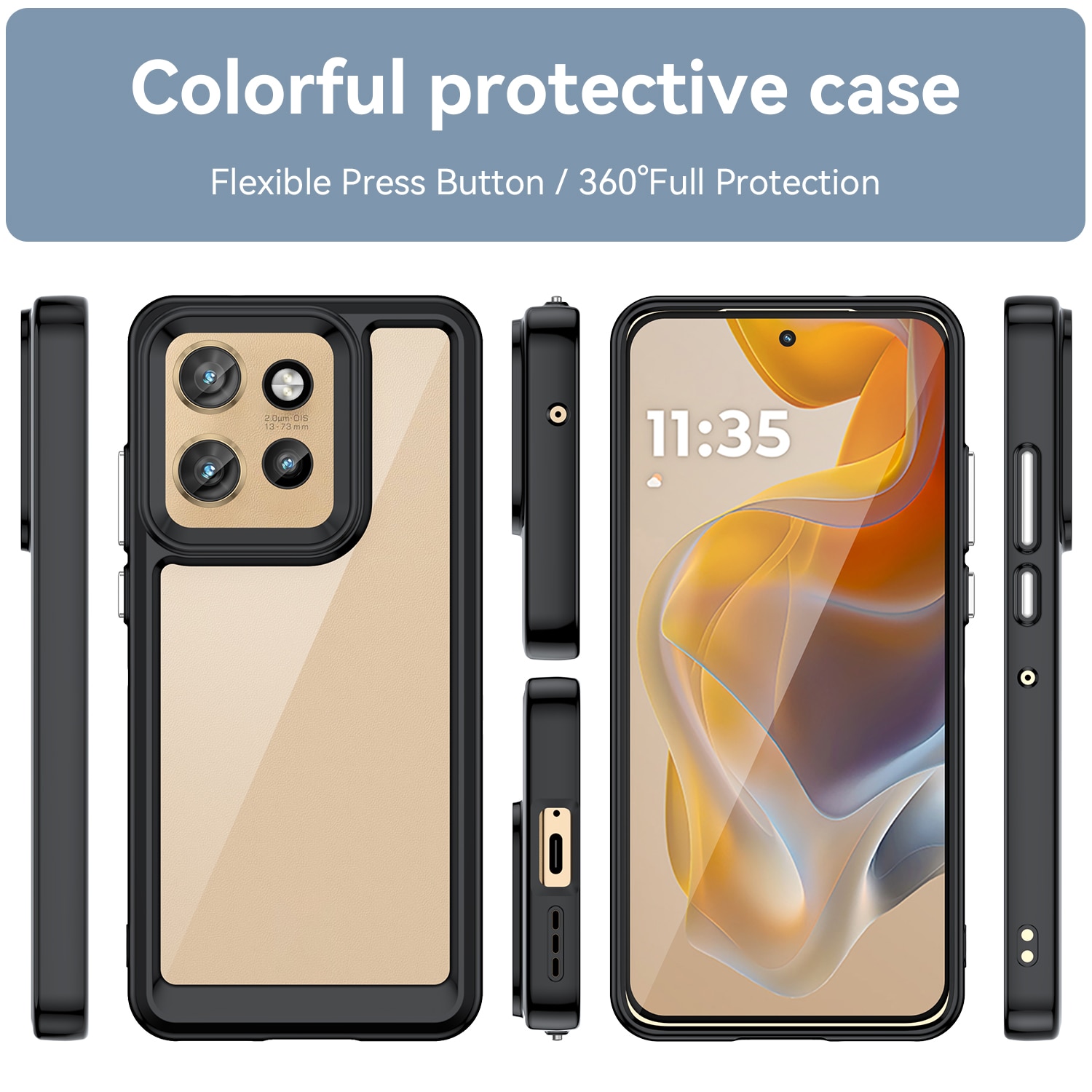 Husa telefon, pentru Motorola Edge 50 Neo 5G De inalta calitate Hard Backplane Soft Border Pure si Luminos Simtire confortabila, Negru transparent