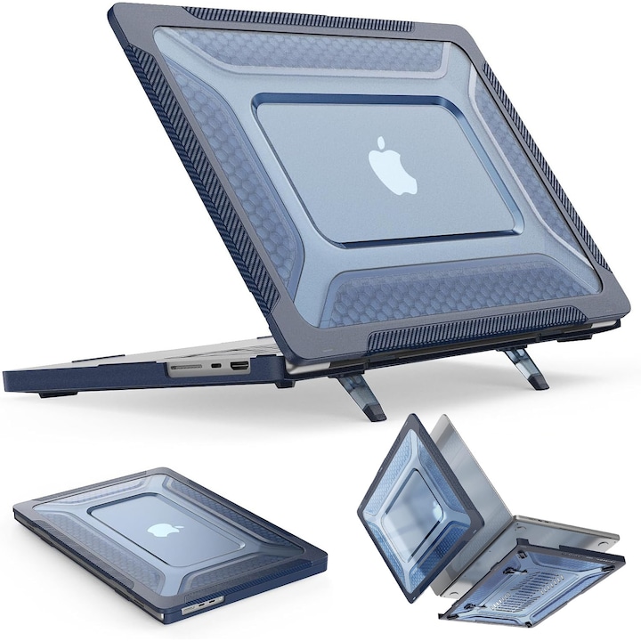 Carcasa pentru MacBook Air 13.6, Fudisenn®, design ventilat, protectie anti-zgarieturi, albastru transparent
