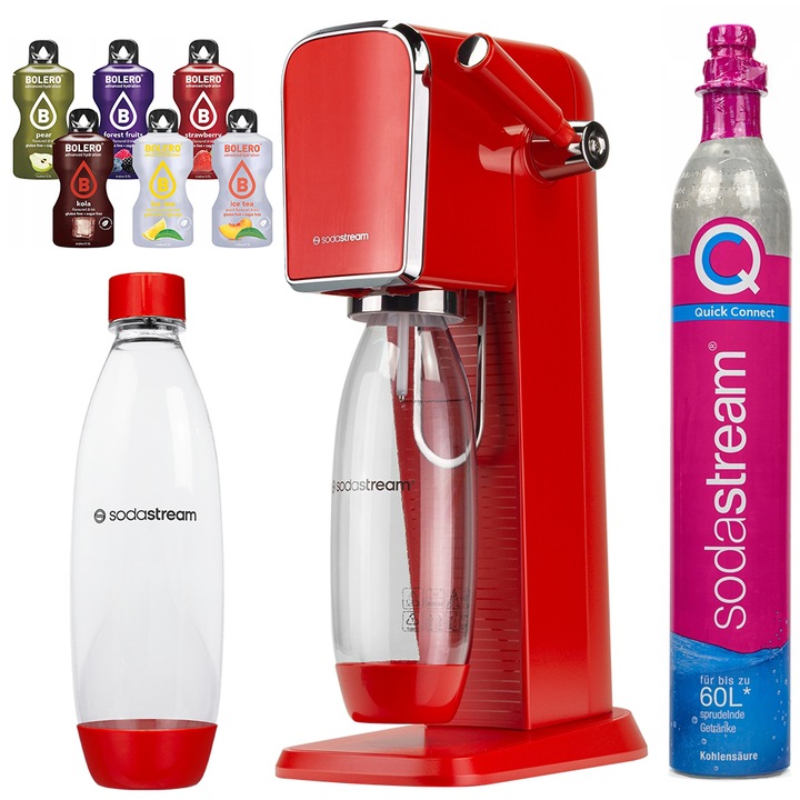 Szódagép szett SodaStream Art Red, 1 Palack, 1L, Piros + Bolero