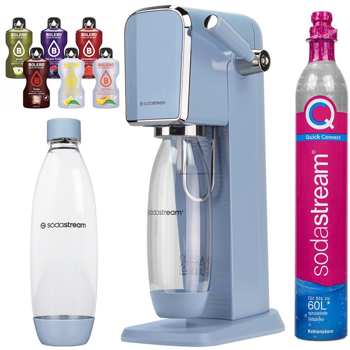 Szódagép szett SodaStream Art Blue, 1 Palack, 1L, Kék + Bolero