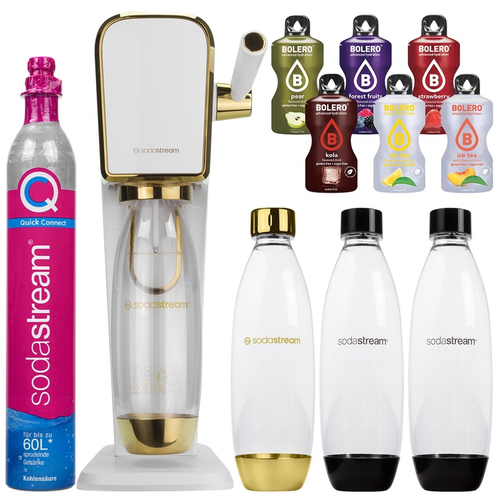 Szódagép szett SodaStream Art White/Gold + 1 Palack, 1L + 1 Palack, Fekete, 1L + Bolero