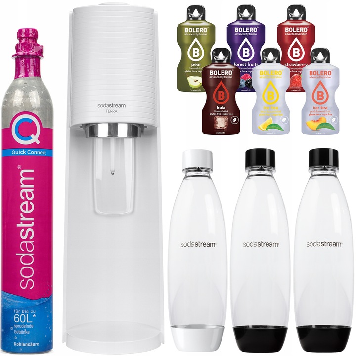 Szódagép szett SodaStream Terra Fehér + 1 Palack, 1L, Fehér + 1 Palack, Fekete, 1L + Bolero