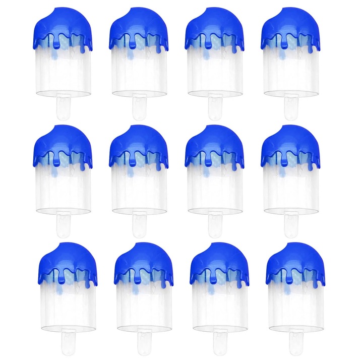 Set 12 forme bomboane plastic, forma gheata, transparent/albastru, 6.1x8.7cm