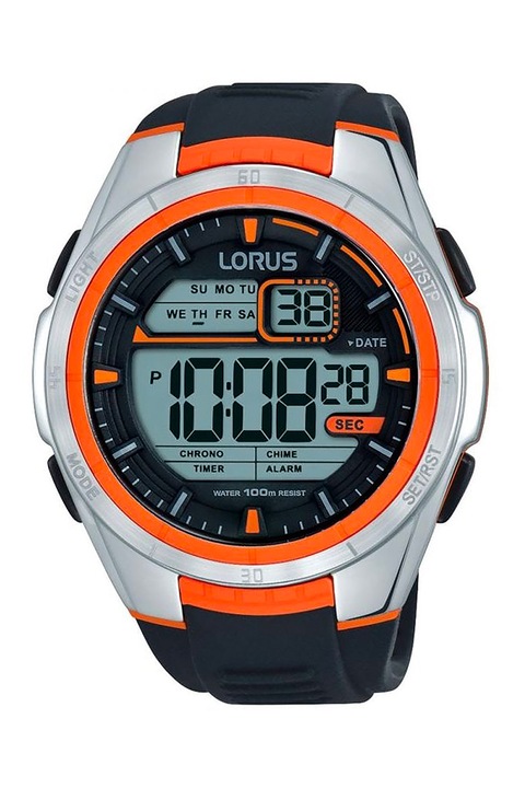 Lorus, Унисекс дигитален часовник с лого на циферблата, Черен