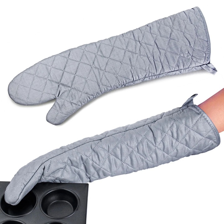 YANYXR 2 db sütőkesztyű szett, pamut, hőálló, ezüst, 61cm