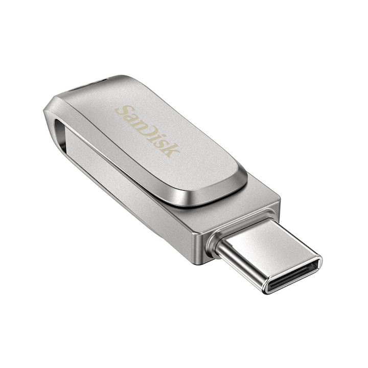 USB памет 256GB, USB 3.2 към Type-C, V24, метал, SanDisk SDDDC4 256G G46, V24, метал, сив