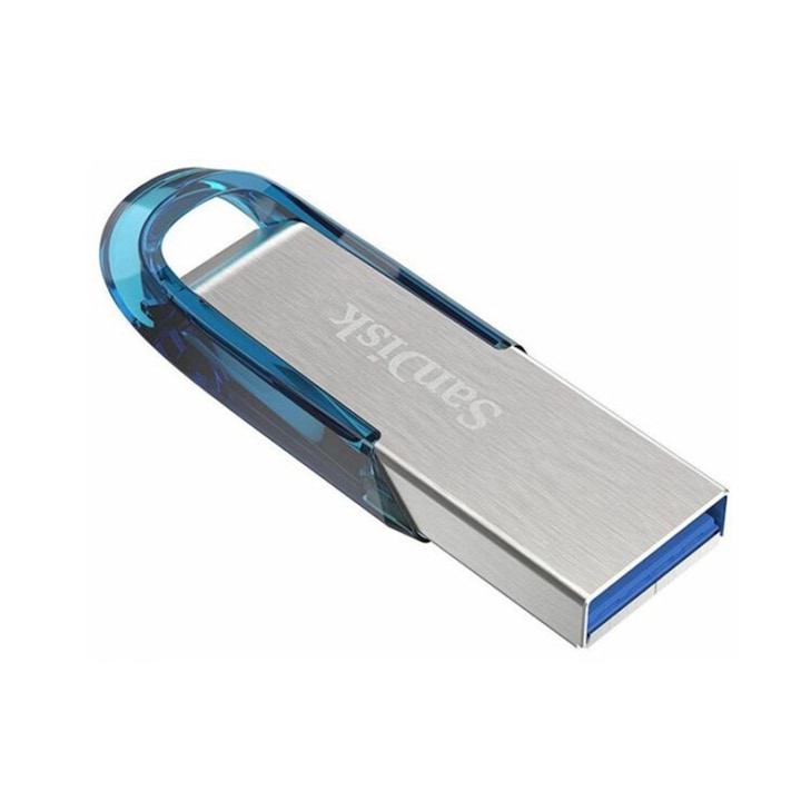 Memory Stick 64 GB, USB 3.0, Click SanDisk, fém, szürke/kék