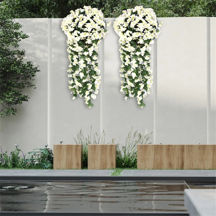 Flori artificiale suspendate, set 2 bucati, violet, 80cm
