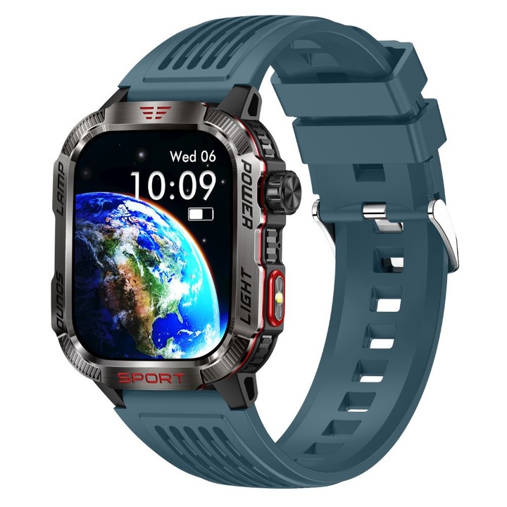 TWINKLER® TKY-M5 okosóra, okos, fitnesz, sport, alvásfigyelés és egészségügyi mutatók, Bluetooth 5.3 hívások, LED zseblámpa, iránytű, magasságmérés, FitCloudPro