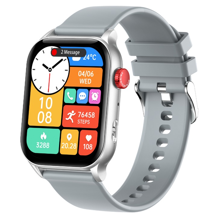 TWINKLER® Okosóra, TKY-KR86, okos, fitnesz, sport, alvásfigyelés és egészségügyi mutatók, LED zseblámpa, FitCloudPro