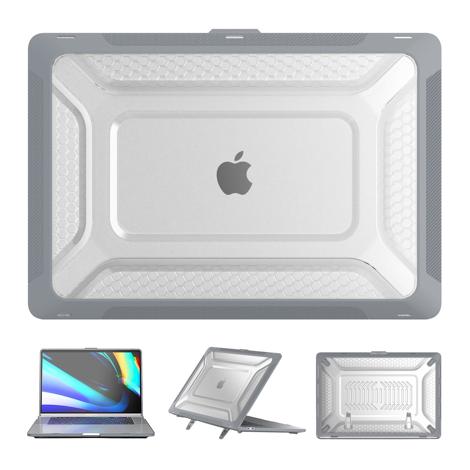 Carcasa pentru MacBook Air 13.6, Fudisenn, TPU, Design Ventilat, Gri Transparent