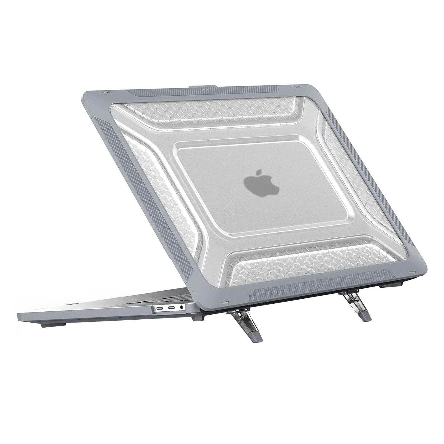 Carcasa pentru MacBook Air 13.6, Fudisenn, TPU, Design Ventilat, Gri Transparent