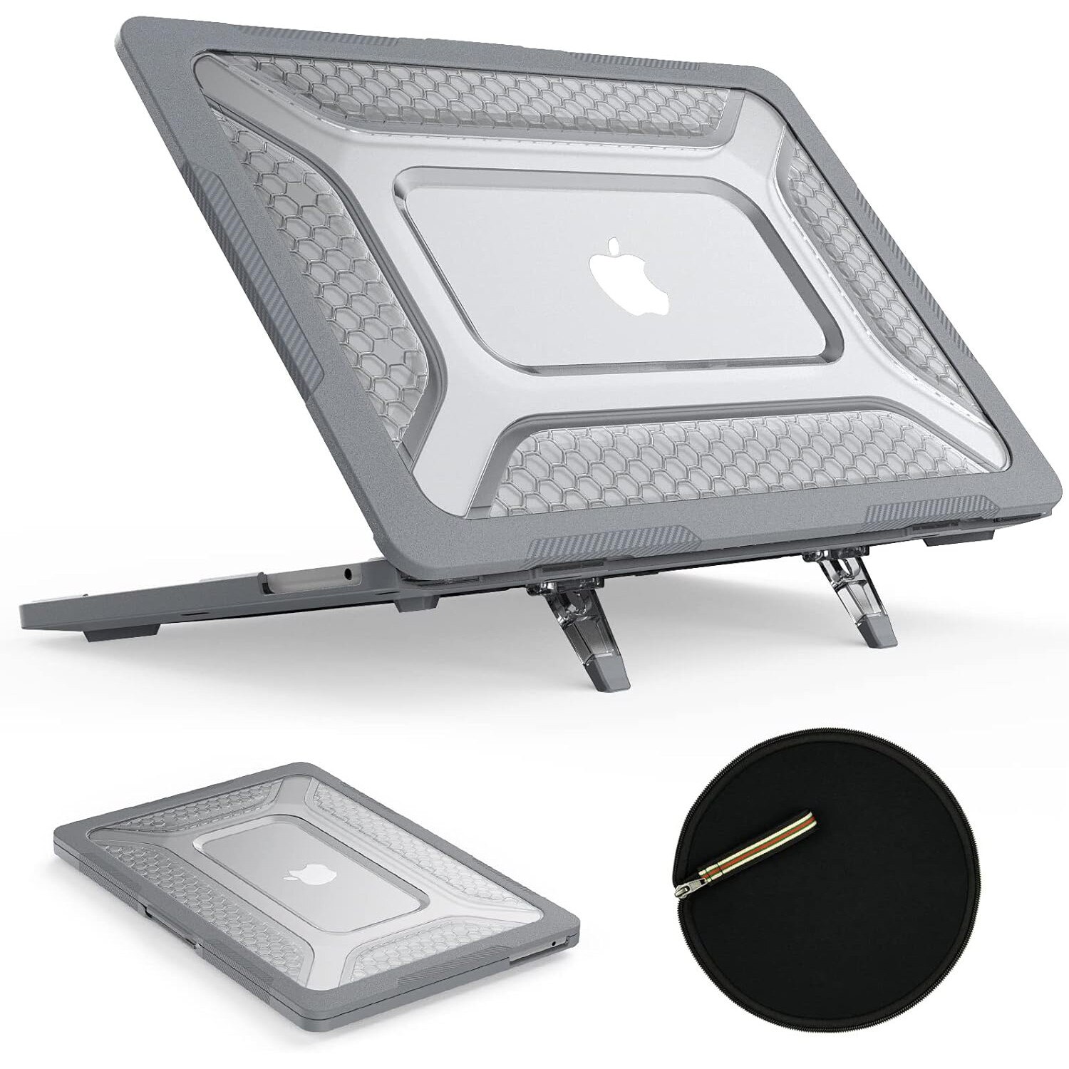 Carcasa pentru MacBook Air 13.6, Fudisenn, TPU, Design Ventilat, Gri Transparent