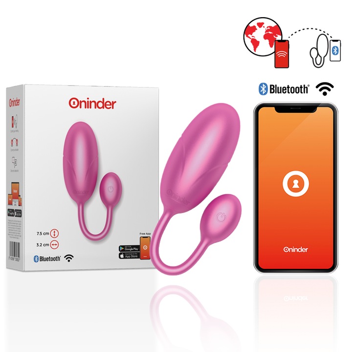 Vibrator ONINDER TOKYO, roz, 7.5x3.2cm, waterproof, control prin aplicatie