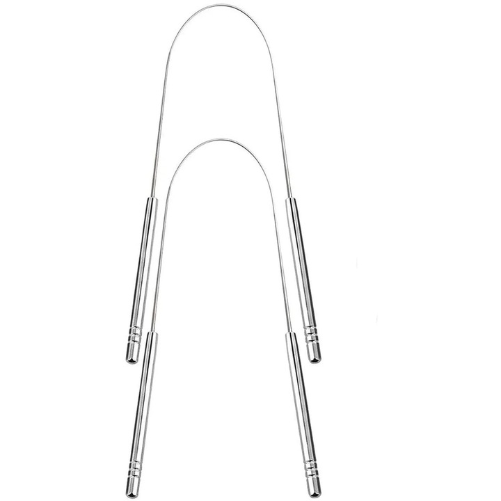 Set 2 Curatatoare limba, inox, ajustabile, argintiu, 10x15cm